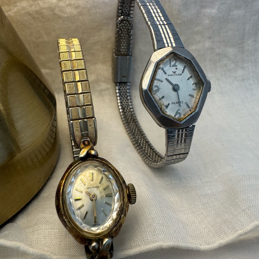 Lot of 2 Vintage Waltham Women's Cocktail Wristwatches, Untested, Gorgeous